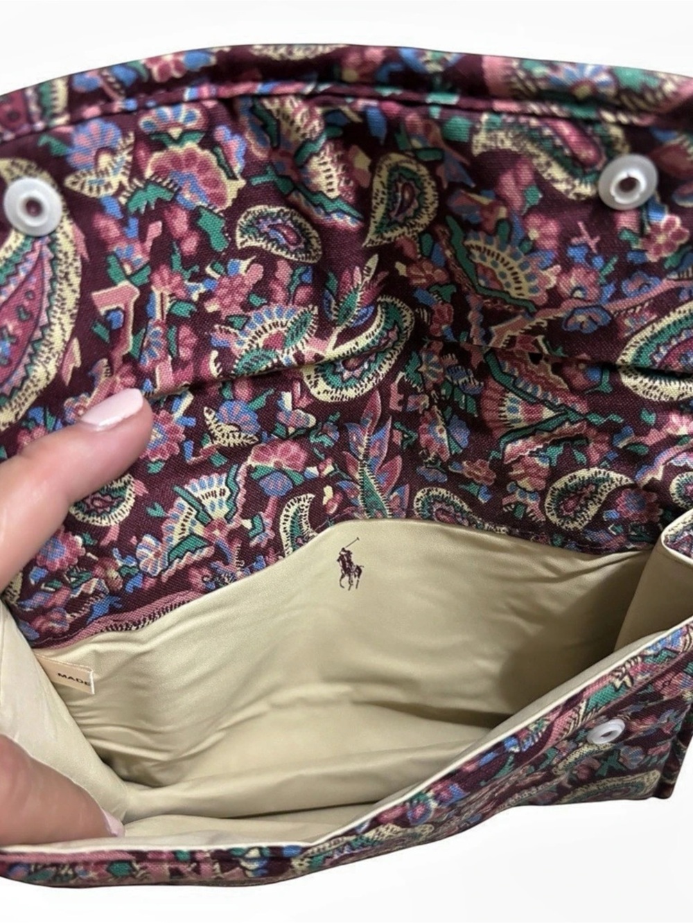 RALPH LAUREN Vintage 90s Paisley Make-Up Clutch in Purple & Multicolor -- PRETTY - Picture 5 of 6